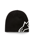 Alpinestars Corp Shift Beanie, berretto in maglia nero, grande logo Alpinestars in jacquard bianco, costruzione in maglia jersey a punto maglina, copricapo casual ispirato al motorsport