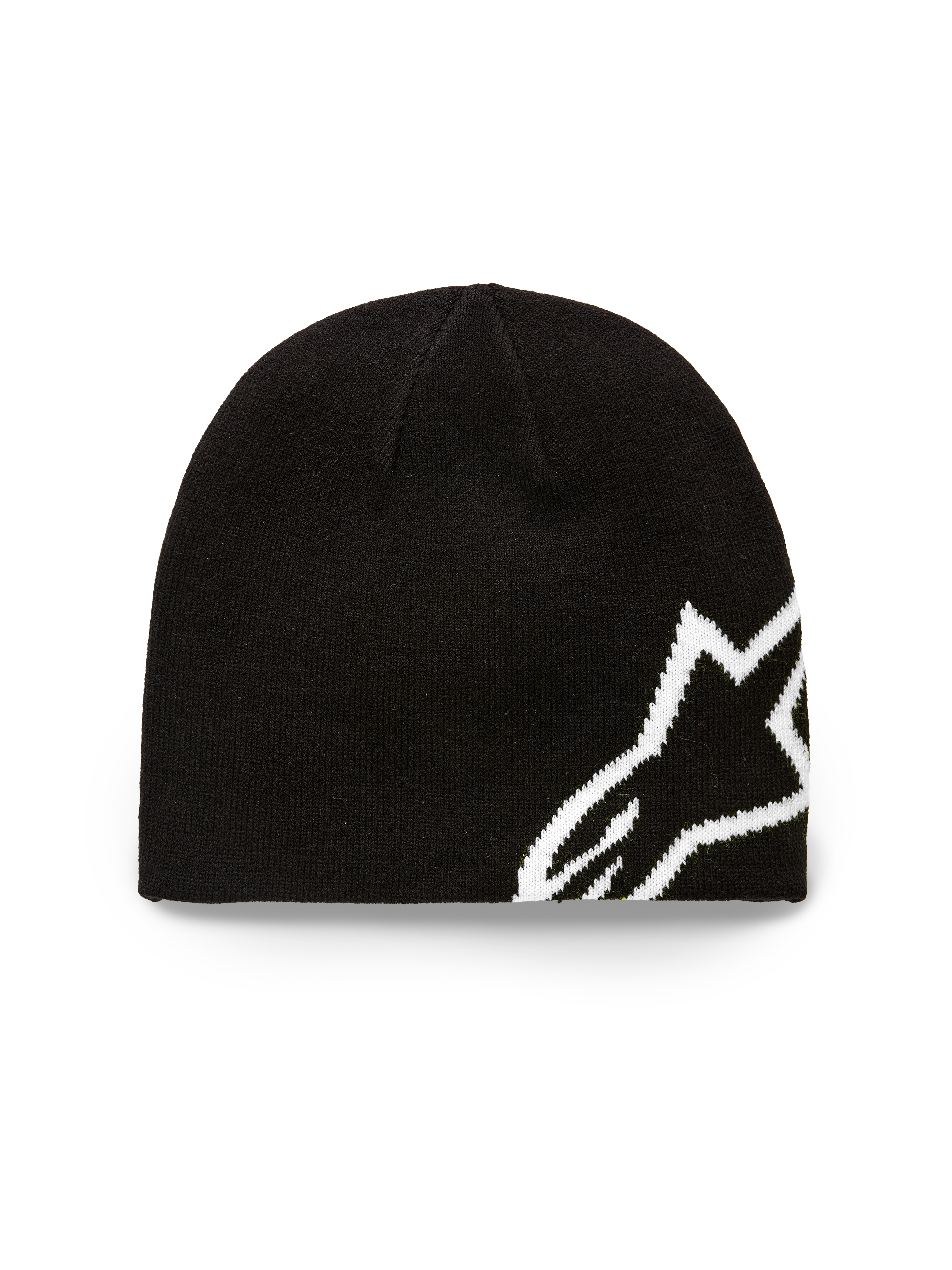 Alpinestars Corp Shift Beanie, berretto in maglia nero, grande logo Alpinestars in jacquard bianco, costruzione in maglia jersey a punto maglina, copricapo casual ispirato al motorsport