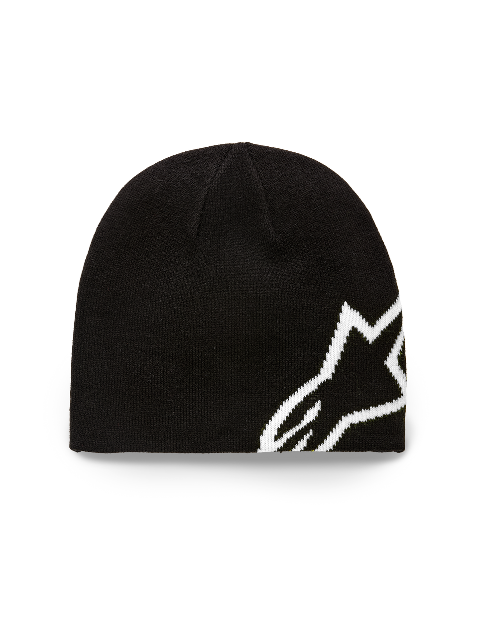 Alpinestars Corp Shift Beanie, berretto in maglia nero, grande logo Alpinestars in jacquard bianco, costruzione in maglia jersey a punto maglina, copricapo casual ispirato al motorsport