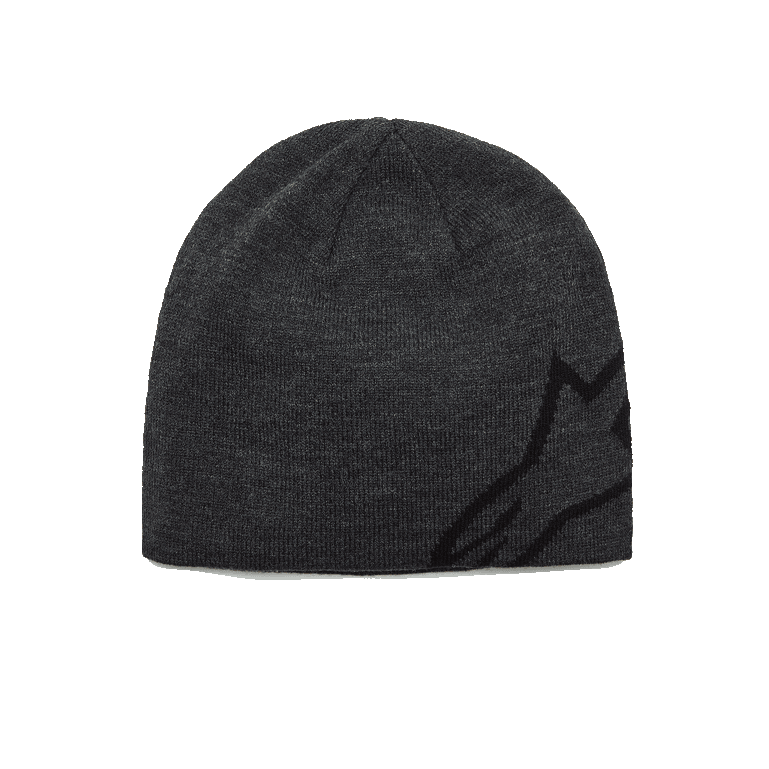 Alpinestars Corp Shift Beanie, berretto in maglia, grigio scuro melangiato e nero, con un grande logo Alpinestars jacquard nero sul lato, lavorazione a maglia jersey, copricapo invernale casual ispirato al motorsport