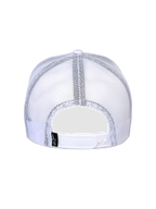 Cappello Snapback Flag Alpinestars, bianco, vista posteriore con pannelli in rete bianca traspirante, chiusura snapback regolabile e piccola etichetta con logo nero, design classico da cappello trucker