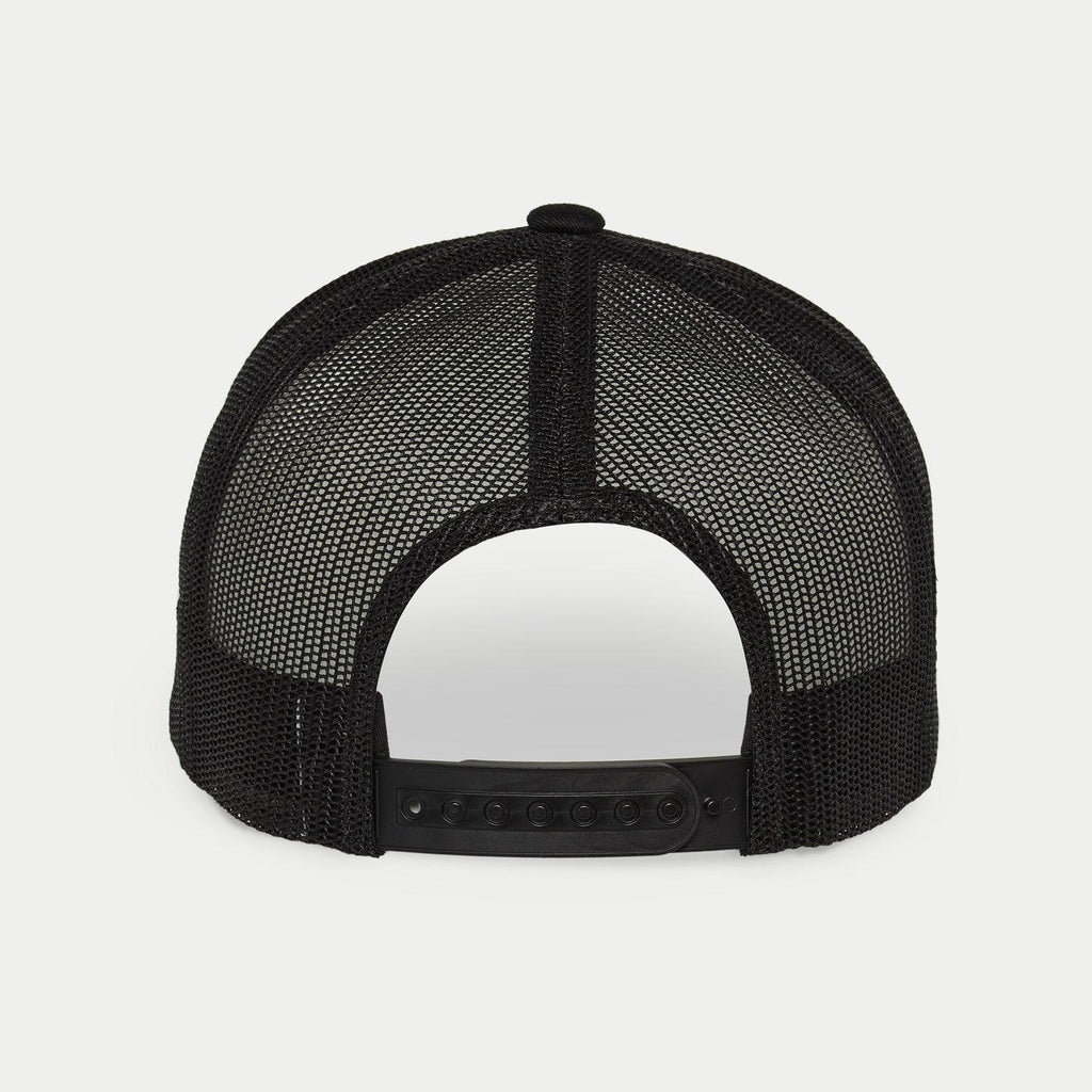 Cappello Alpinestars Flag Snapback, Military Black, vista posteriore con pannelli in mesh elasticizzato nero e chiusura snapback regolabile in plastica, accessorio streetwear casual
