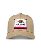 Alpinestars Cali 2.0 Cappello, cappello sabbia e bianco con visiera curva, retro in rete e patch orso della California