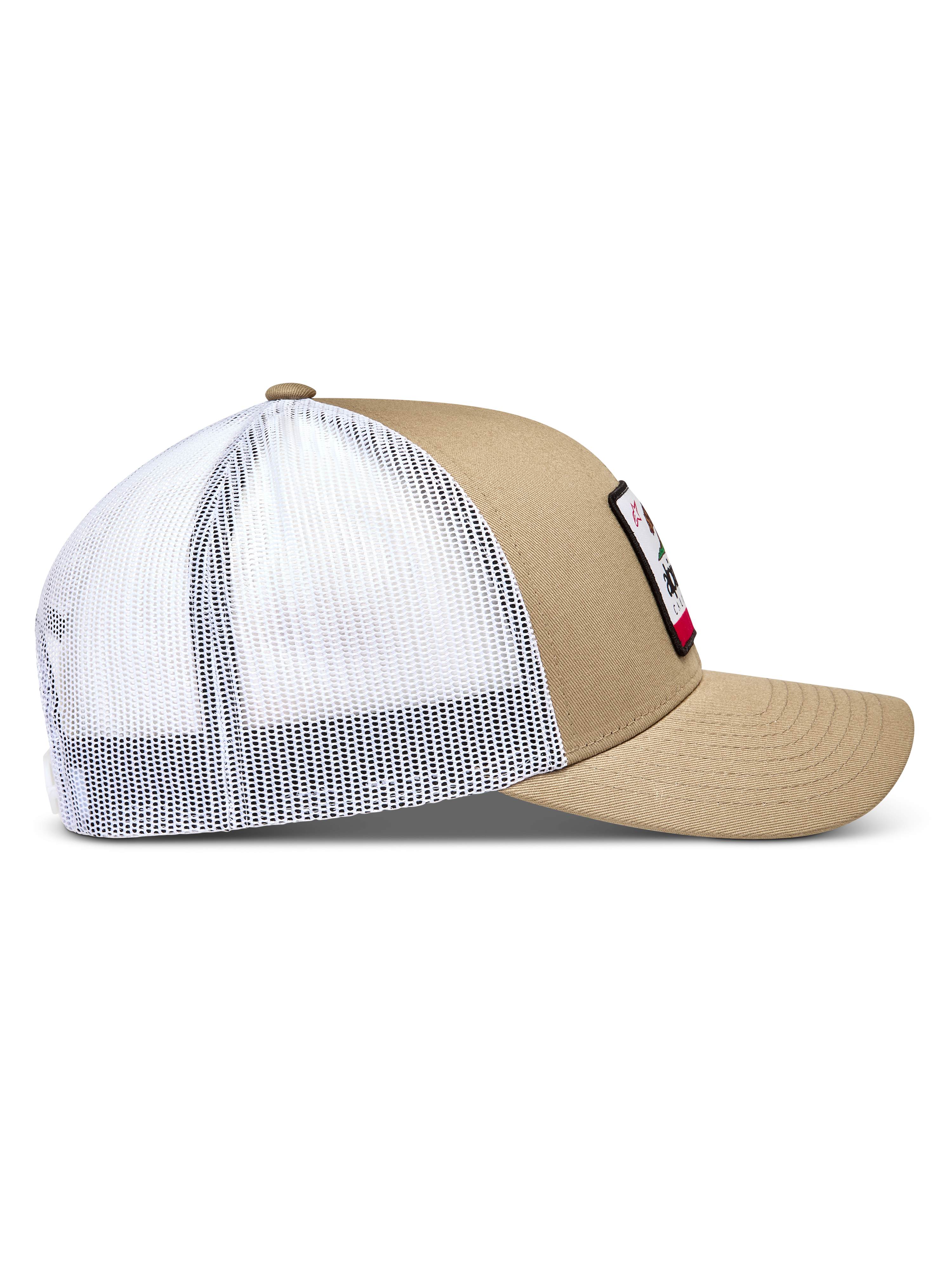 Alpinestars Cali 2.0 Cappello, cappello con visiera curva e corona strutturata, sabbia e bianco, retro in rete.