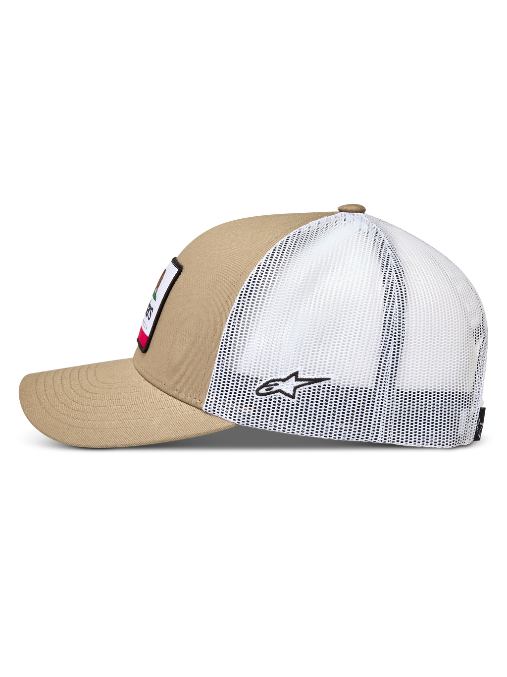 Alpinestars Cali 2.0 Cappello, cappello sportivo sabbia e bianco, con visiera curva e retro in rete, abbigliamento casual motorsport.