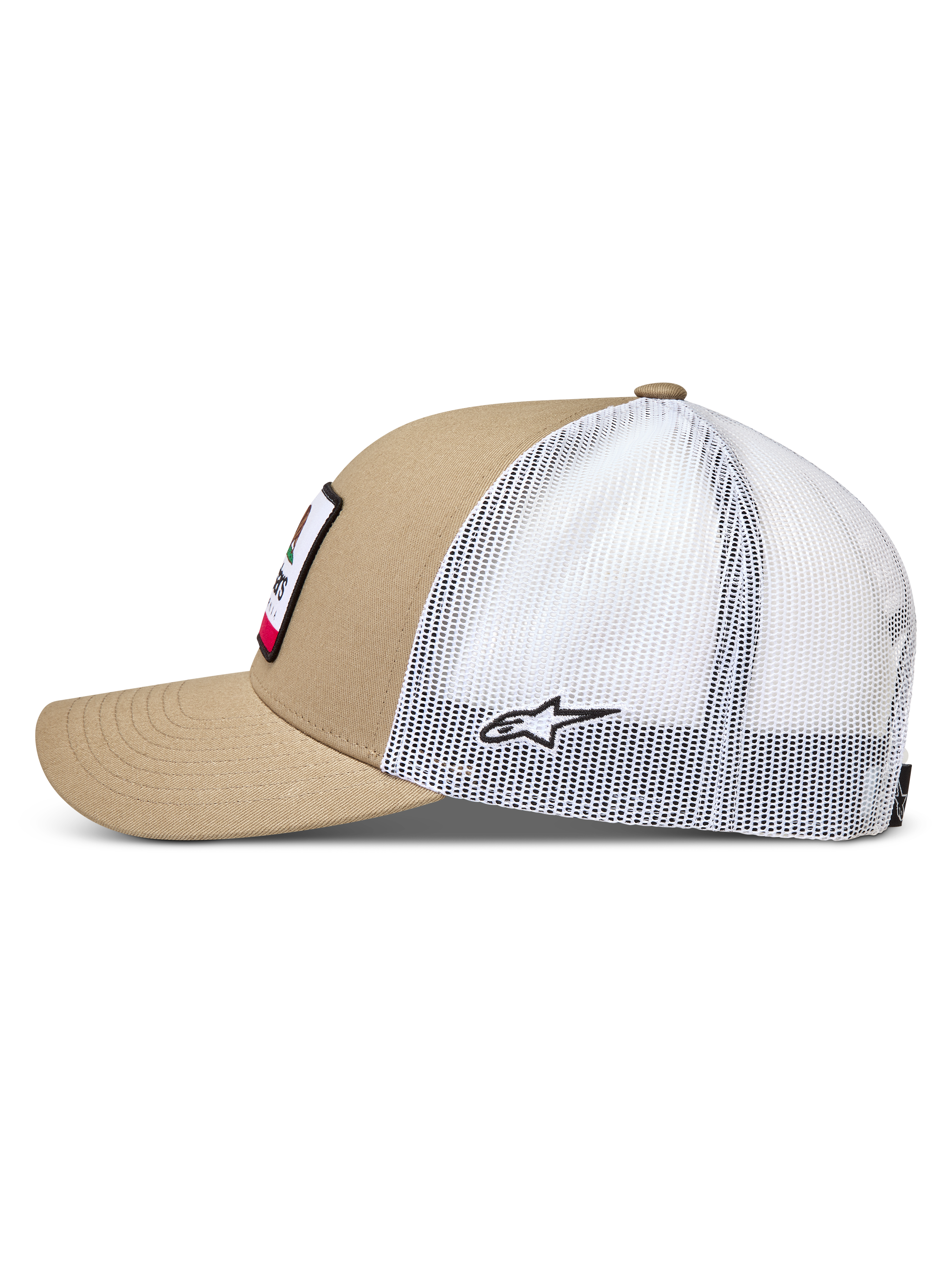 Alpinestars Cali 2.0 Cappello, cappello sportivo sabbia e bianco, con visiera curva e retro in rete, abbigliamento casual motorsport.