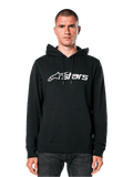 Felpa con cappuccio Alpinestars Blaze V3, nera con logo bianco, streetwear casual, con tasca a marsupio frontale e cappuccio con cordino, indossata da un uomo, design moderno ispirato al motorsport