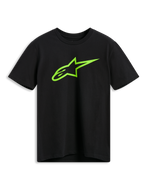 Alpinestars Ageless 2.0 CSF Tee, t-shirt a maniche corte, nera, logo Alpinestars Astar verde lime, abbigliamento casual motorsport streetwear