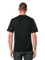 Alpinestars Always 2.0 CSF Tee, t-shirt a maniche corte, nero, vista posteriore con design semplice sul retro, indossata da un modello, abbigliamento casual motorsport streetwear