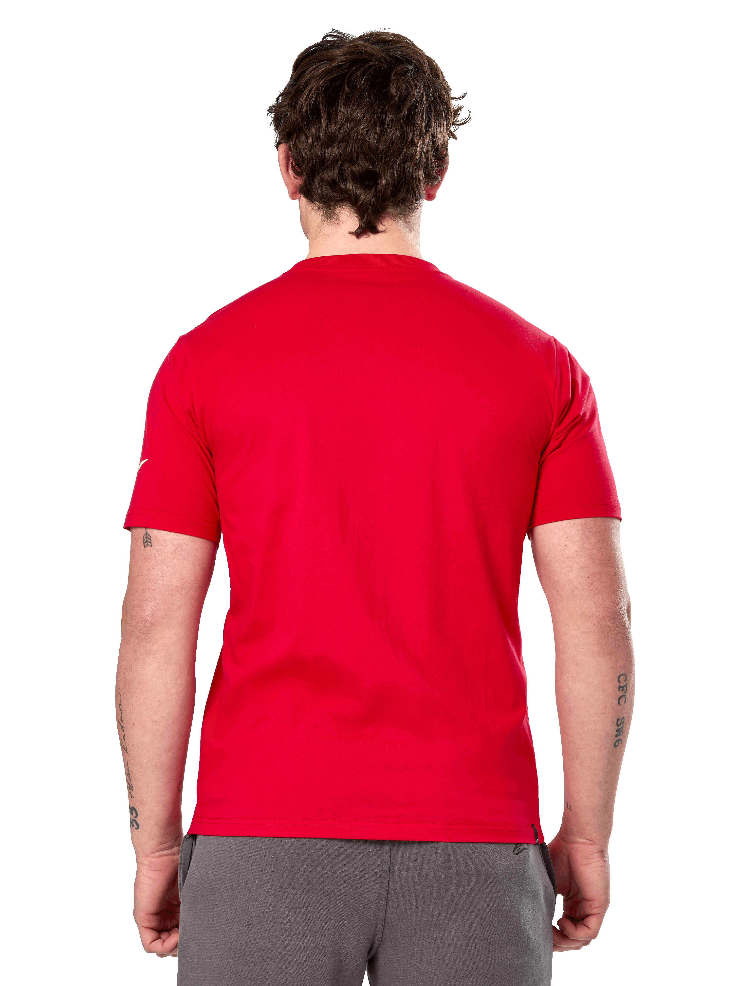 Alpinestars Linear Wordmark 2.0 CSF Tee, t-shirt a maniche corte, rosso, vista posteriore, rosso tinta unita con piccolo logo bianco sulla manica, design casual ispirato al motorsport