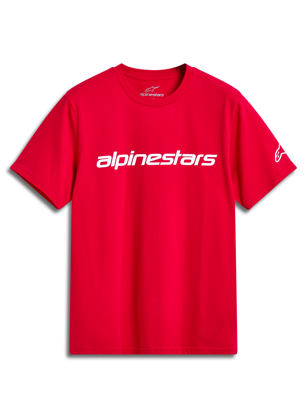 Alpinestars Linear Wordmark 2.0 CSF Tee, maglietta a maniche corte rossa con logo bianco sul petto, sportswear casual