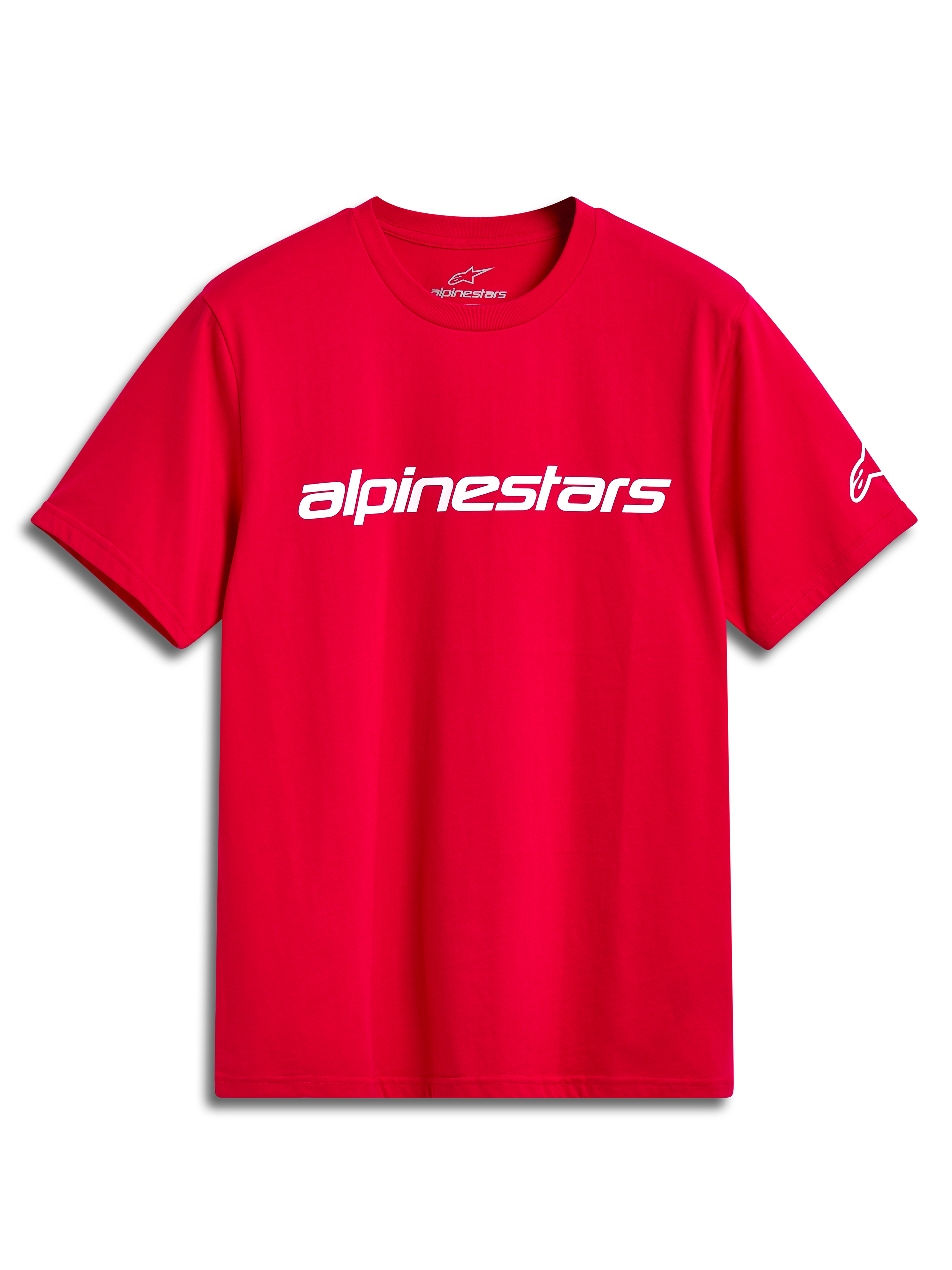 Alpinestars Linear Wordmark 2.0 CSF Tee, maglietta a maniche corte rossa con logo bianco sul petto, sportswear casual