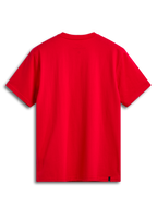 Alpinestars T-Shirt Linear Wordmark 2.0 CSF, maglietta a maniche corte rossa, vista posteriore con stampa interna sul collo e etichetta esterna