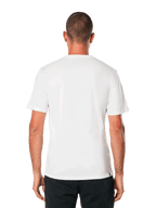 T-shirt Alpinestars MX Helmet CSF, maglietta a maniche corte, bianca, vista posteriore, indossata con pantaloni neri, design casual d'ispirazione motorsport