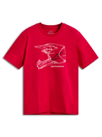 Alpinestars CSF Tee, maglietta a maniche corte, rosso, grafica con casco MX bianco sul davanti, streetwear casual da motorsport