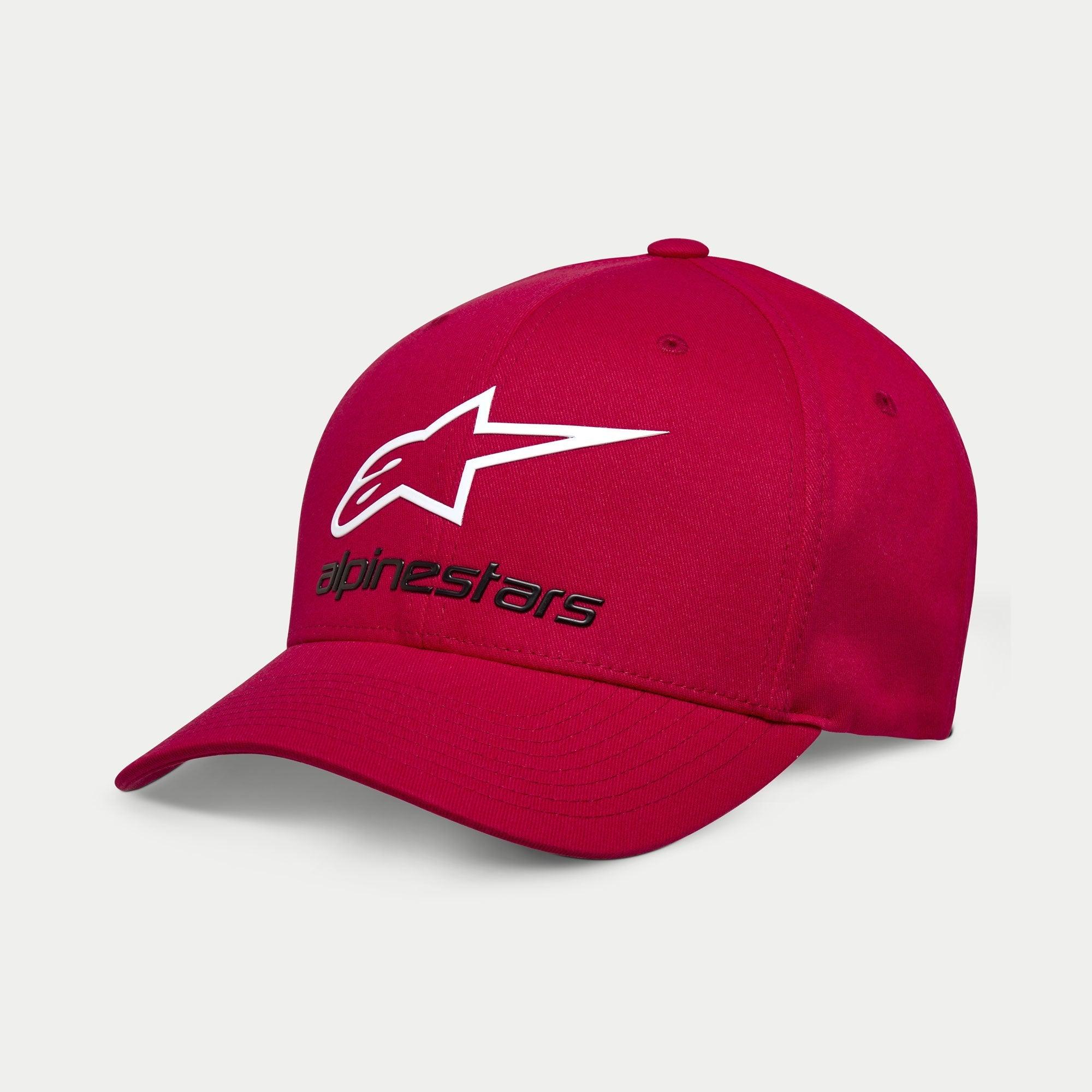 Cappello Alpinestars Always 2.0, cappello sportswear, rosso, profilo del logo a stella bianco con scritta Alpinestars nera, visiera curva con corona strutturata, streetwear casual motorsport