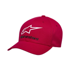 Cappello Alpinestars Always 2.0, cappellino da baseball, rosso, logo a stella bianco e scritta Alpinestars nera, visiera curva, corona strutturata, streetwear casual ispirato al motorsport