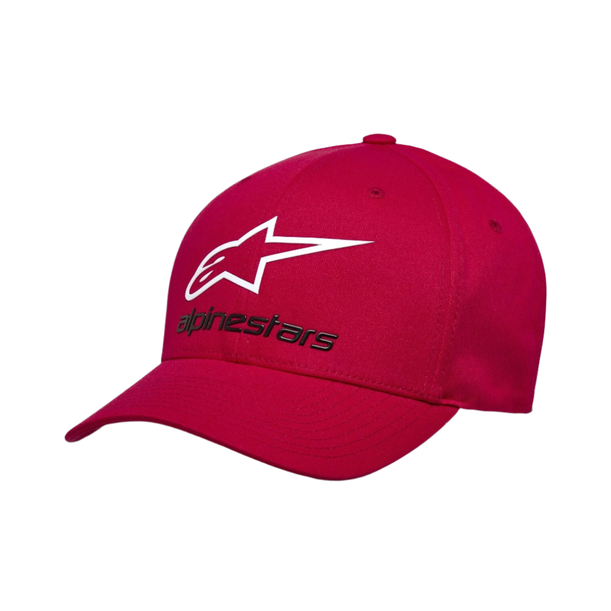 Cappello Alpinestars Always 2.0, cappellino da baseball, rosso, logo a stella bianco e scritta Alpinestars nera, visiera curva, corona strutturata, streetwear casual ispirato al motorsport