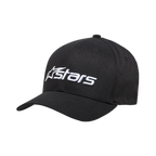 Cappello Alpinestars Blaze 2.0, cappellino da baseball strutturato, nero, logo ricamato bianco sul davanti, visiera curva, tessuto twill elasticizzato, accessorio casual motorsport