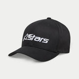 Cappello Alpinestars Blaze 2.0, cappellino da baseball nero, con visiera curva e corona strutturata, logo Astars bianco in rilievo sul davanti, copricapo casual sportivo