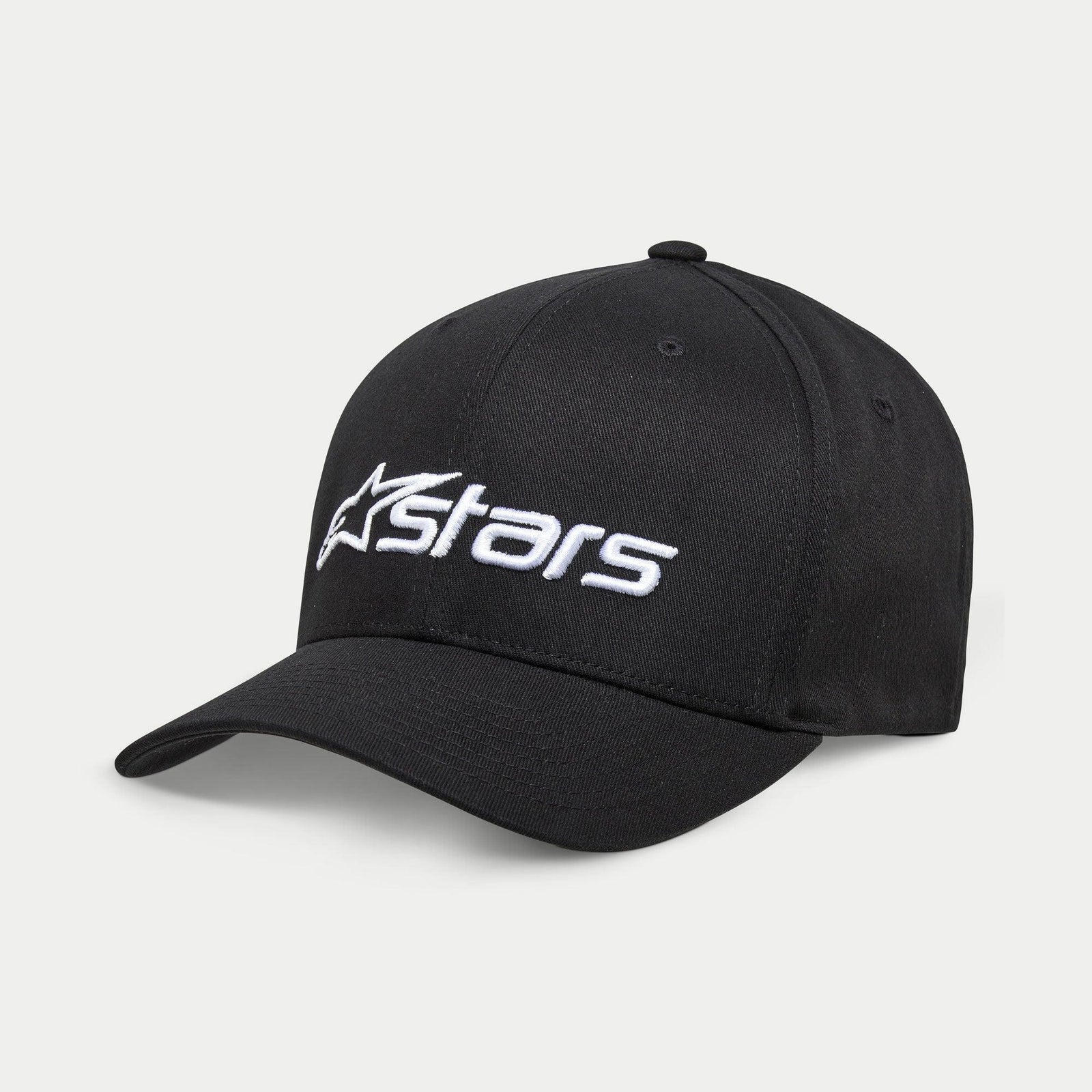 Cappello Alpinestars Blaze 2.0, cappellino da baseball nero, con visiera curva e corona strutturata, logo Astars bianco in rilievo sul davanti, copricapo casual sportivo