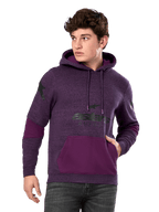 Alpinestars Perpetuate Hoodie, viola mélange e viola scuro, felpa da uomo in pile, grafiche con logo nero, tasca a marsupio, streetwear casual ispirato al motorsport