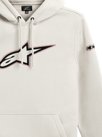 Alpinestars Felpa con cappuccio Insignia, felpa casual in pile, Off White, grande logo Astars sul petto con contorno rosso, branding sulla manica, cappuccio con cordoncino, tasca a marsupio, design d'ispirazione motorsport