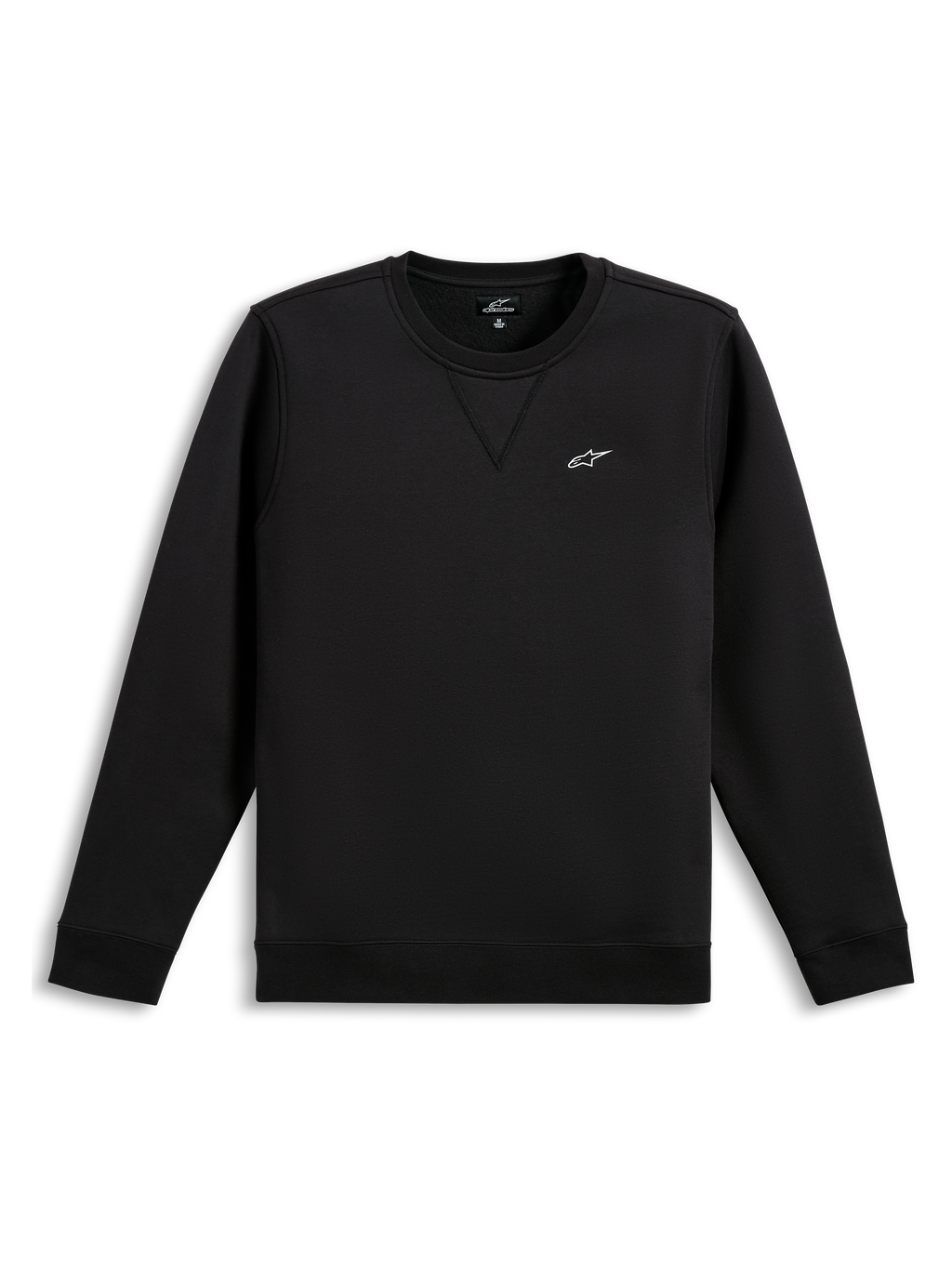 Alpinestars Felpa Positive Crew, felpa pullover nera, logo bianco sul petto, polsini e orlo a coste, stile sportswear casual