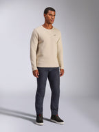 Alpinestars Positive Crew, felpa girocollo, bianco sporco, streetwear casual, con piccolo logo A-star nero sul petto, collo a costine con dettaglio a V, maniche lunghe, design moderno ispirato al motorsport