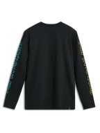 Alpinestars T-Shirt Ayess CSF, maglietta a maniche lunghe nera, vista posteriore con grafiche stampate sulle maniche, sportswear casual