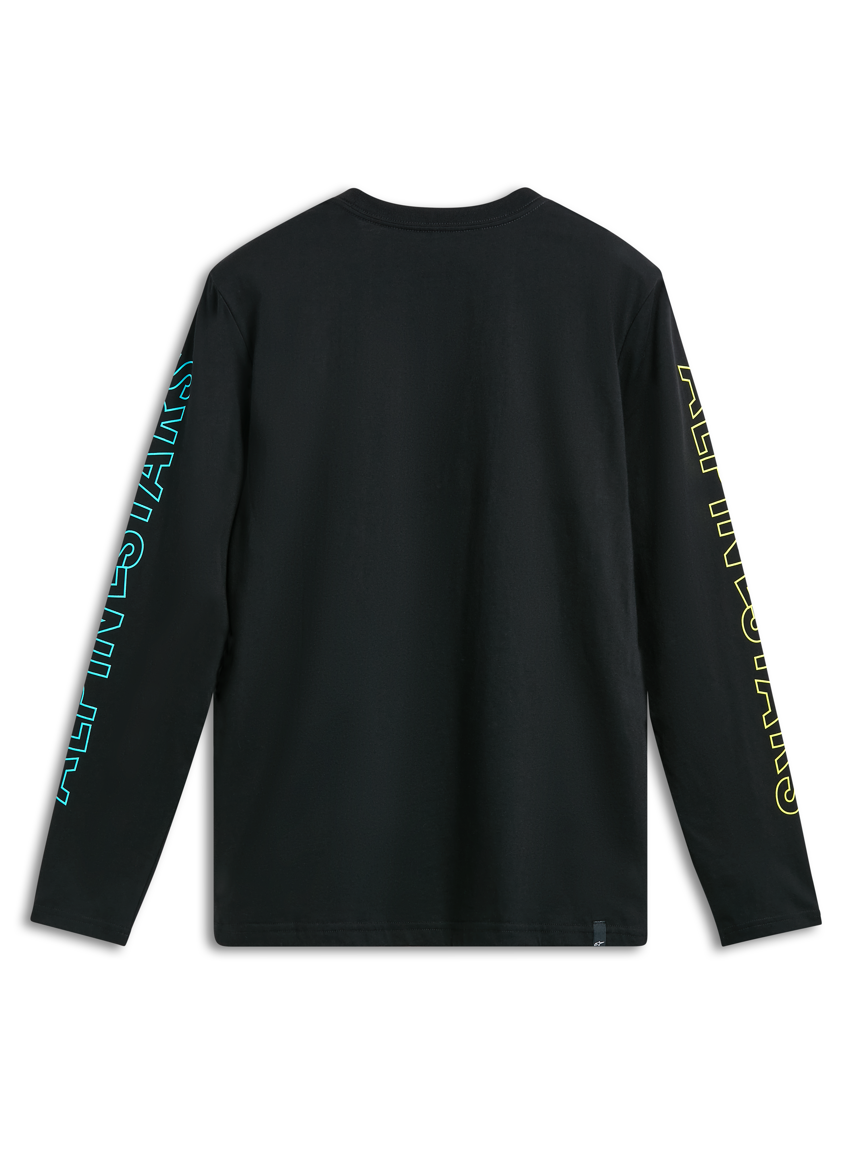 Alpinestars T-Shirt Ayess CSF, maglietta a maniche lunghe nera, vista posteriore con grafiche stampate sulle maniche, sportswear casual