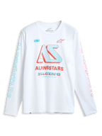 Alpinestars T-Shirt Ayess Csf, maglietta a maniche lunghe bianca, grafica racing stampata sul petto e sulle maniche, sportswear casual