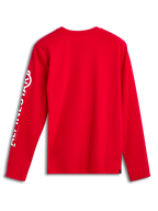 Alpinestars Committed CSF Tee, maglietta a maniche lunghe, rosso, vista posteriore, logo Alpinestars bianco verticale sulla manica, abbigliamento casual ispirato al motorsport