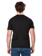 Maglietta Alpinestars Cereal CSF, T-shirt a maniche corte, nero, vista posteriore, indossata con jeans blu, streetwear casual ispirato al motorsport