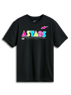 Alpinestars Cereal CSF Tee, maglietta a maniche corte, nero, logo ASTARS geometrico vivace in rosa, verde lime e azzurro, streetwear casual motorsport