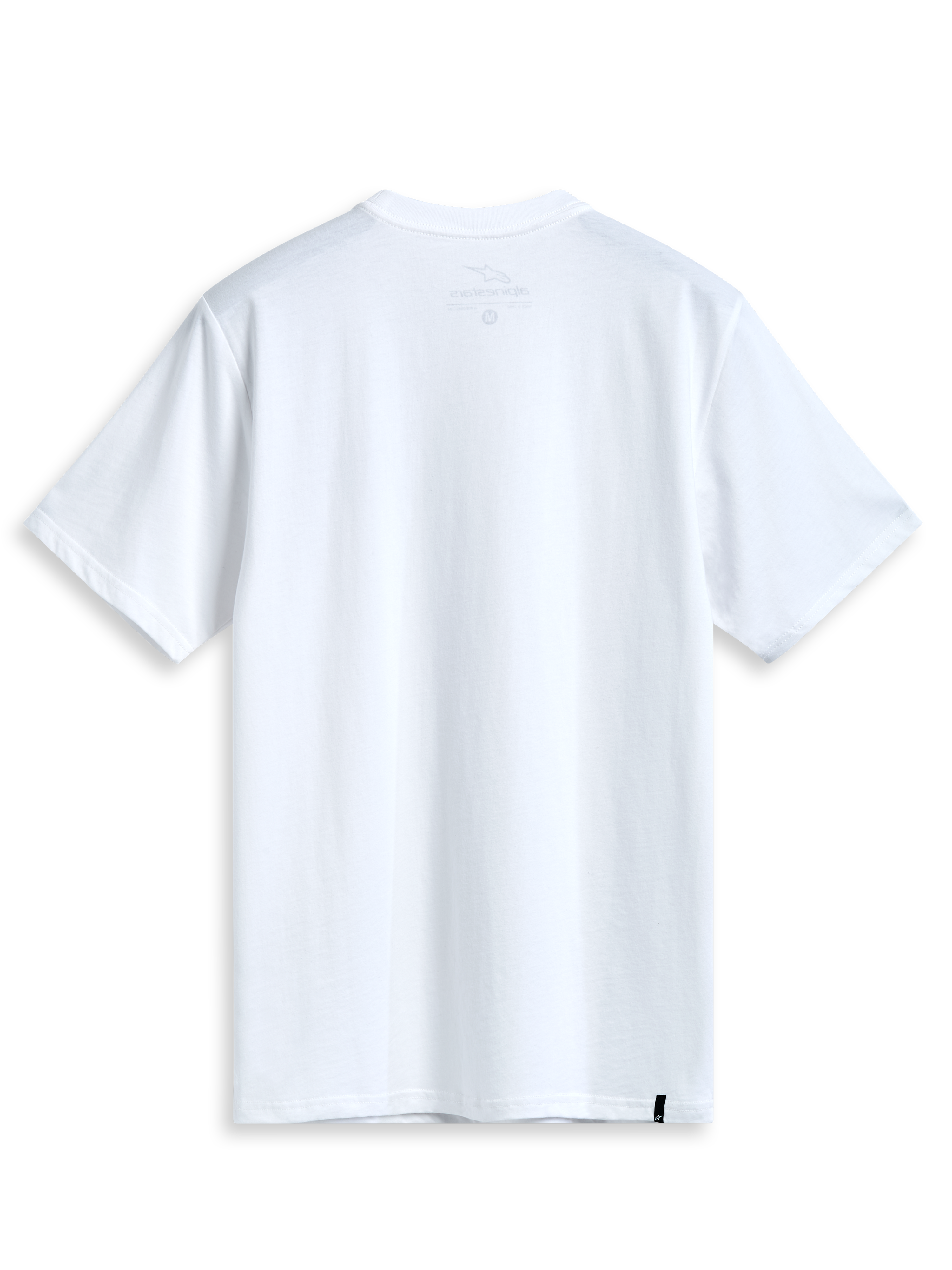 Alpinestars Geografica Csf Tee, maglietta a maniche corte, bianca, vista posteriore, design pulito con piccola etichetta tessuta nera sull'orlo, streetwear casual motorsport