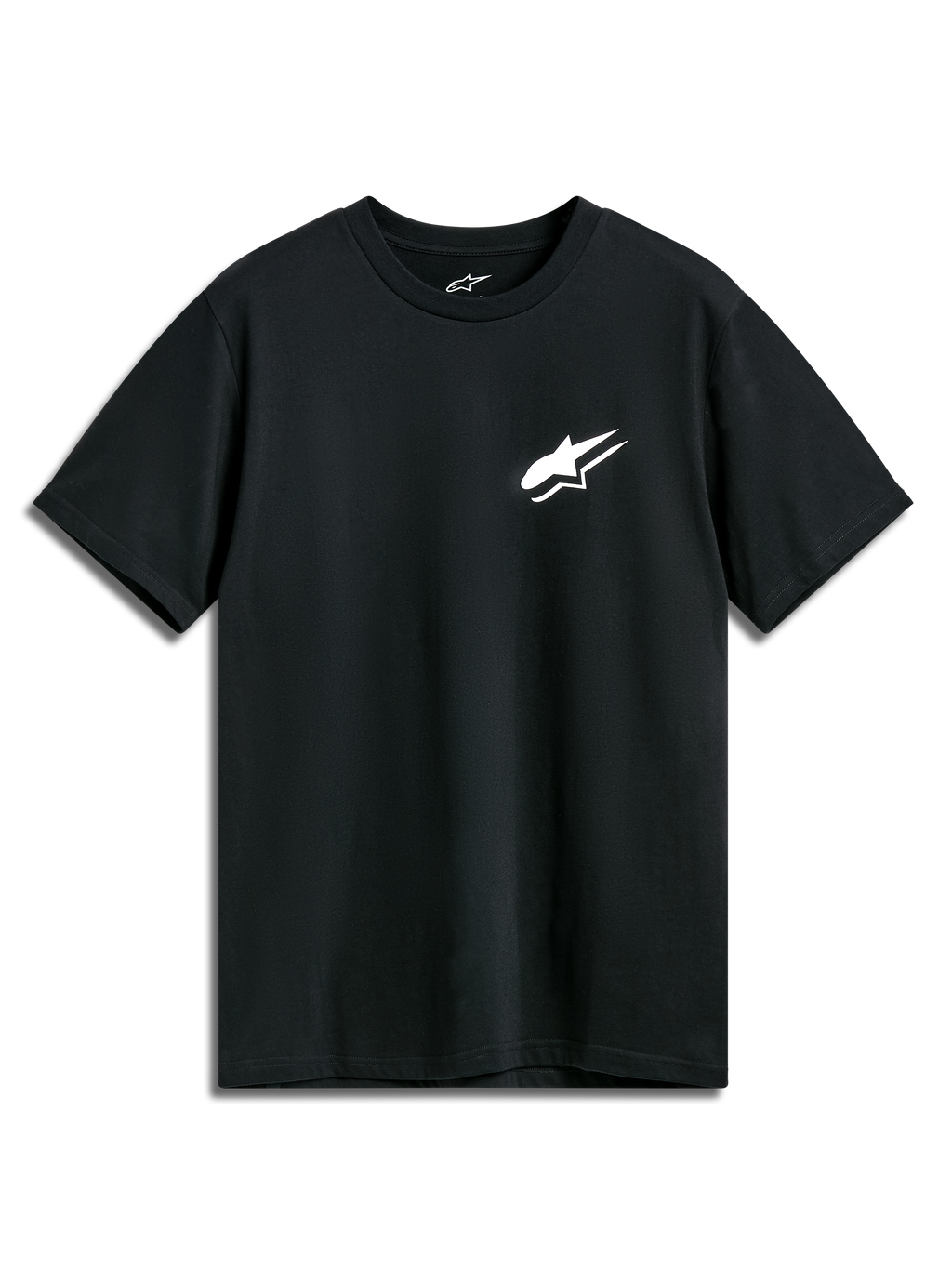 Alpinestars Formulate CSF Tee, t-shirt a maniche corte, nero, logo Astars bianco sul petto, abbigliamento sportivo casual motorsport