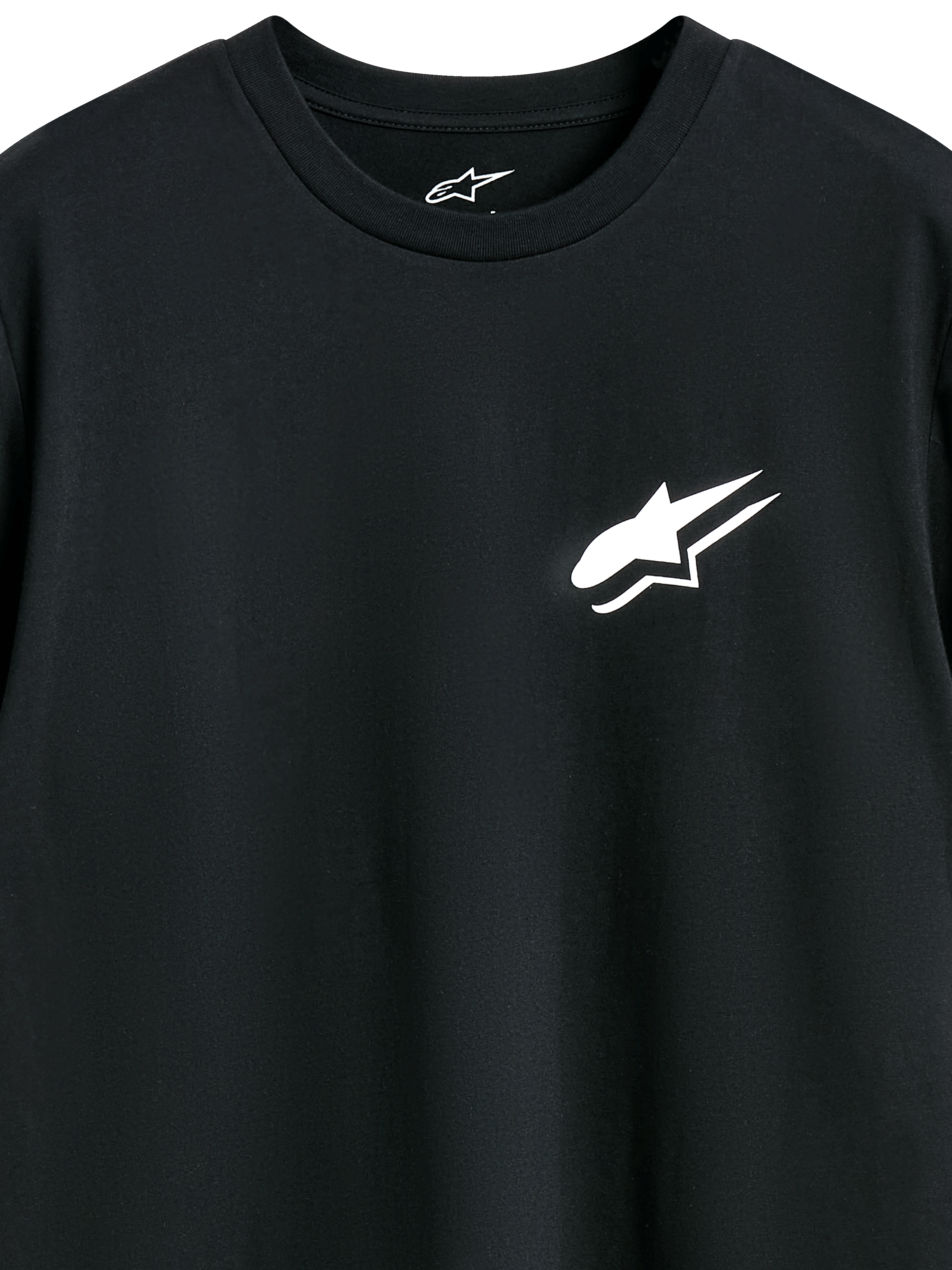 Alpinestars Formulate CSF Tee, maglietta a maniche corte, nero, logo Astars bianco sul petto, abbigliamento casual motorsport streetwear