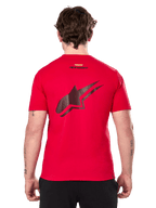 Alpinestars Formulate CSF Tee, maglietta a maniche corte, rosso, grande logo Astars nero traforato sul retro, design casual ispirato al motorsport