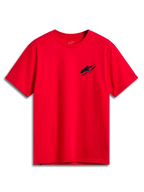 Alpinestars Formulate CSF Tee, maglietta a maniche corte, rossa, piccolo logo Astars nero sul petto, abbigliamento casual motorsport streetwear