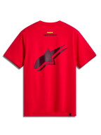 Alpinestars Formulate CSF Tee, t-shirt a maniche corte, rosso, vista posteriore con grande logo Astars nero traforato, stile casual sportivo motorsport