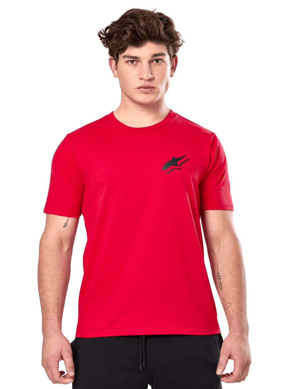 Alpinestars Formulate CSF Tee, t-shirt a maniche corte, rosso con un piccolo logo Astars nero sul petto, abbigliamento casual motorsport