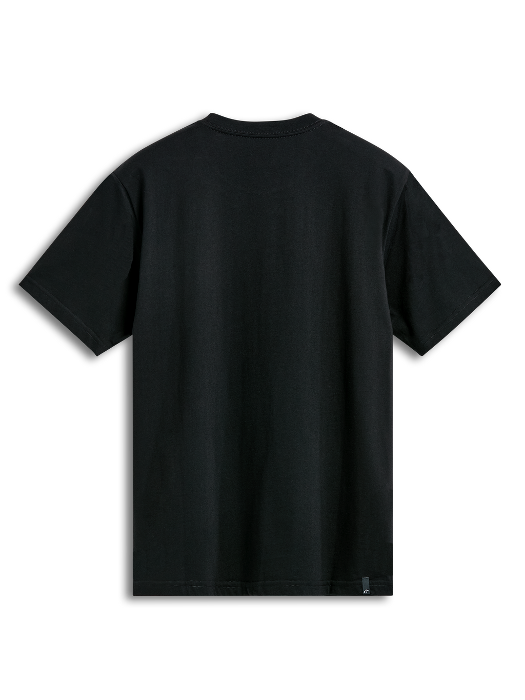 Alpinestars T-Shirt Dot Carbon Csf, maglietta a maniche corte nera, vista posteriore con etichettatura esterna, sportswear casual