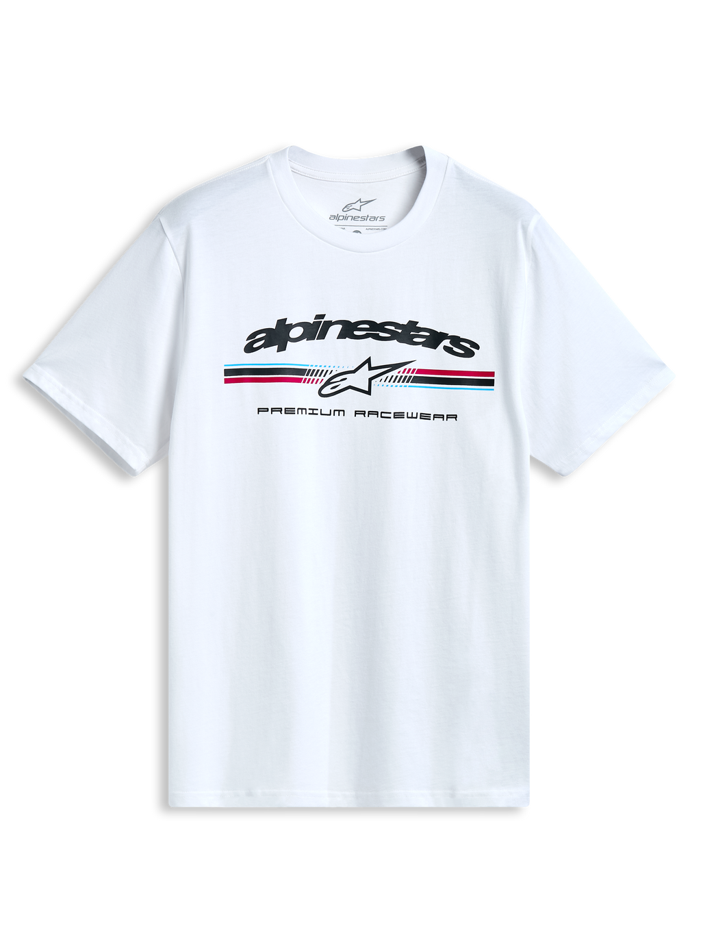 Alpinestars T-Shirt Prevail CSF, maglietta a maniche corte bianca con logo paddock tricolore sul petto, sportswear casual