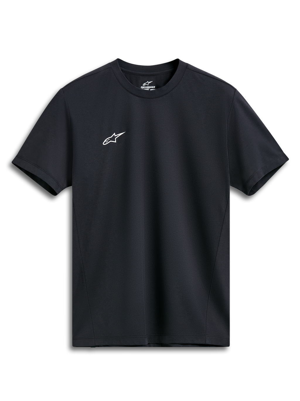 Alpinestars Point Performance Tee, maglietta a maniche corte, nero, piccolo logo Astars bianco sul petto, abbigliamento sportivo tecnico