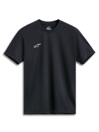 Alpinestars Point Performance Tee, maglietta a maniche corte, nero, piccolo logo Astars bianco sul petto, abbigliamento sportivo tecnico