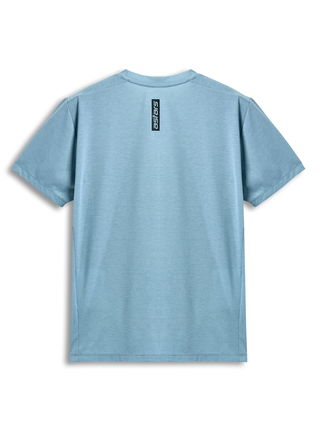 Alpinestars Point Performance Tee, t-shirt a maniche corte, Ice Blue, vista posteriore con stampa verticale nera della scritta astars, abbigliamento sportivo casual