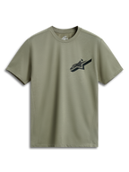 Alpinestars Attrition Performance Tee, t-shirt a maniche corte, verde chiaro, logo Astars nero sul petto, tessuto jersey tecnico, abbigliamento sportivo tecnico sostenibile