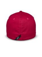 Cappello Alpinestars Elemental, rosso, vista posteriore, design retro flessibile con corona strutturata, tessuto twill elasticizzato, con piccola etichetta nera e logo Alpinestars bianco, copricapo casual ispirato al motorsport