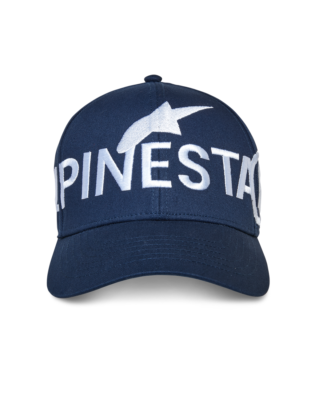 Cappello Alpinestars Committed, blu navy, berretto da baseball snapback, con un grande logo Alpinestars ricamato in bianco sul davanti, corona strutturata con visiera curva, streetwear casual motorsport